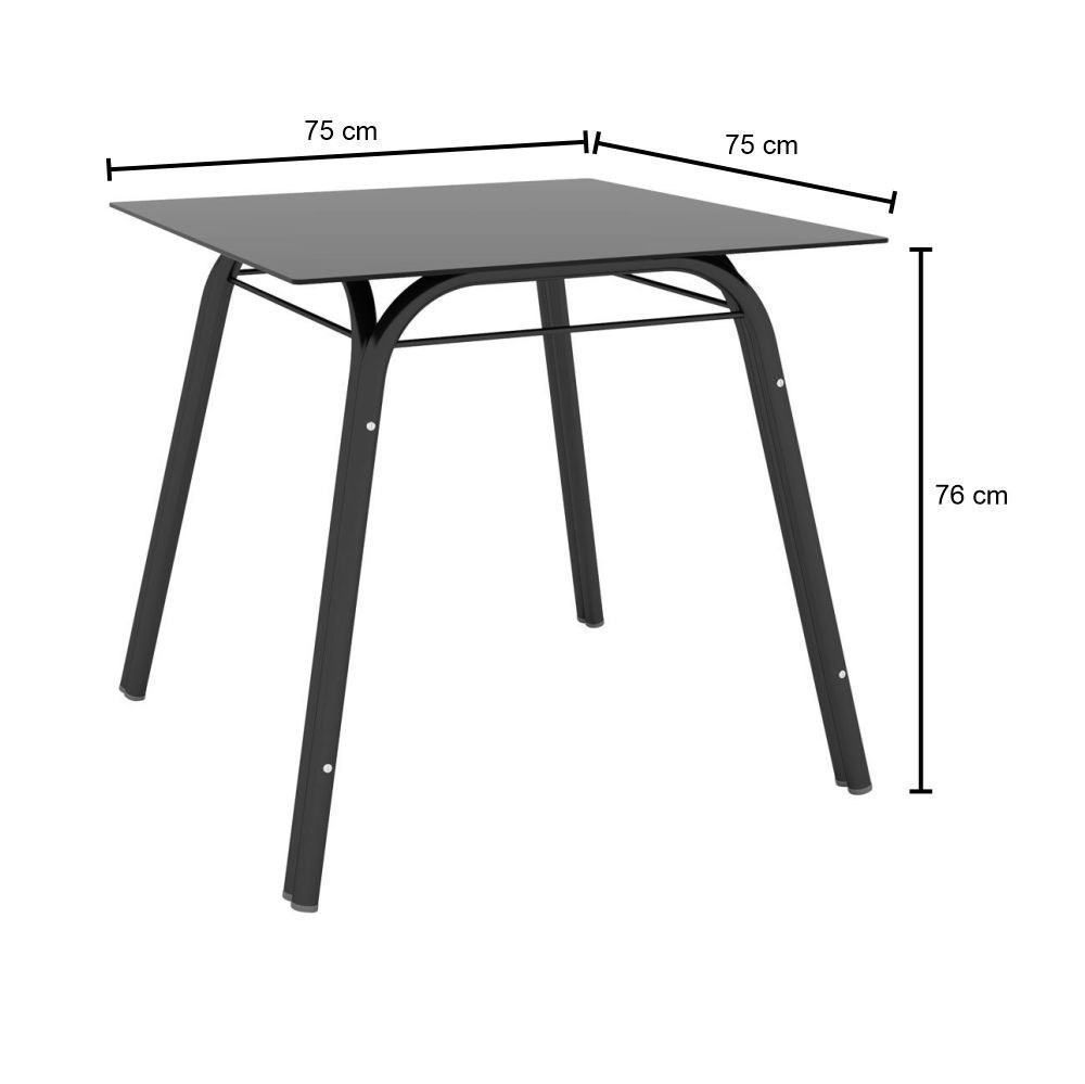 Jogo de Mesa Lótus Tampo de Vidro e 4 Cadeiras 121 Preto/Platina - Artefamol