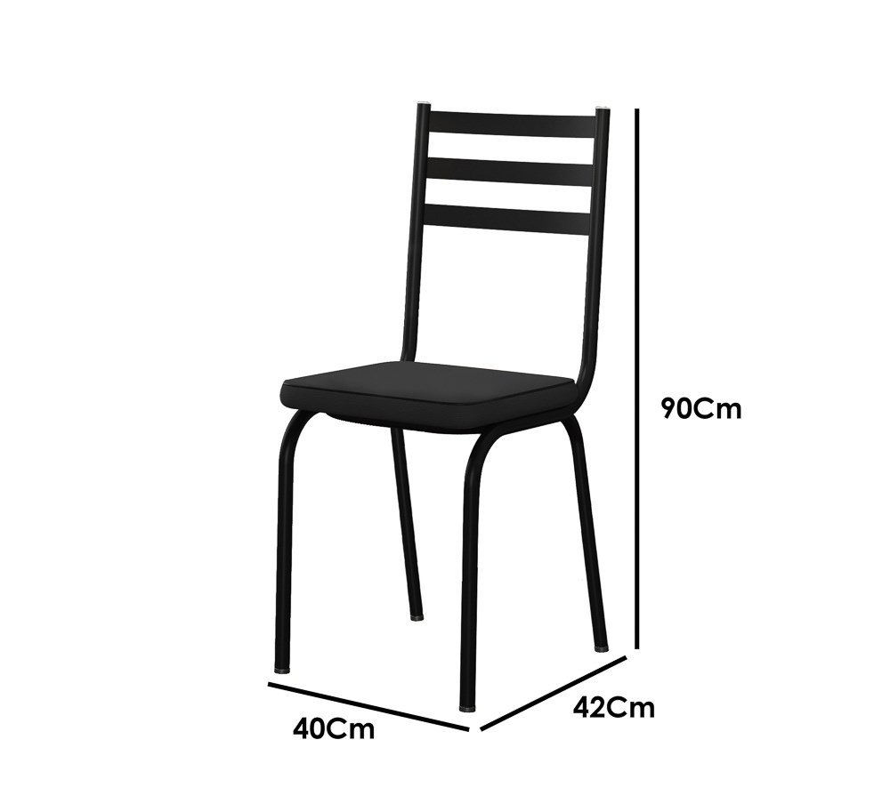Jogo de Mesa Malva 140cm e 6 Cadeiras 118 Preto - Artefamol
