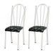 Kit 02 Cadeiras Tubular Branca 021 Assento Preto Florido