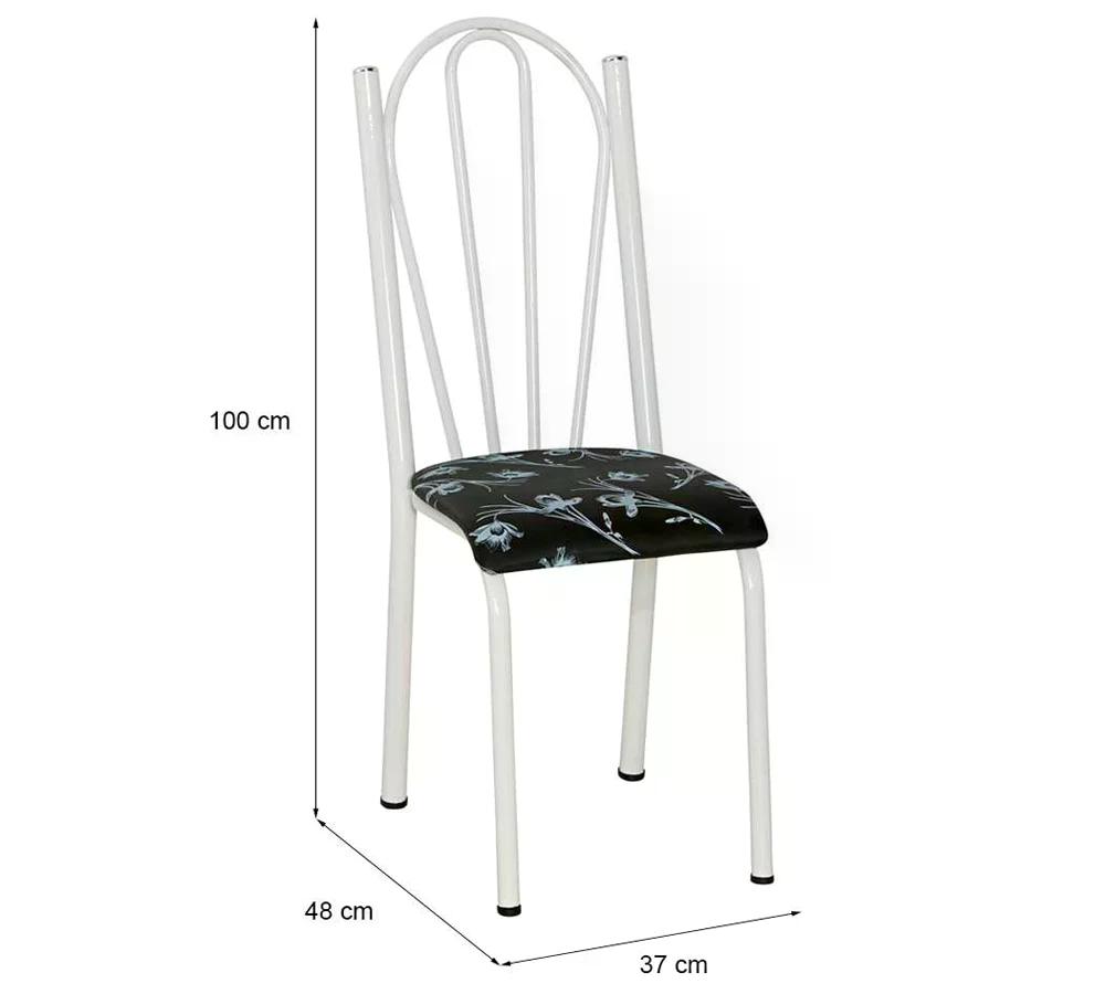 Kit 02 Cadeiras Tubular Branca 021 Assento Preto Florido
