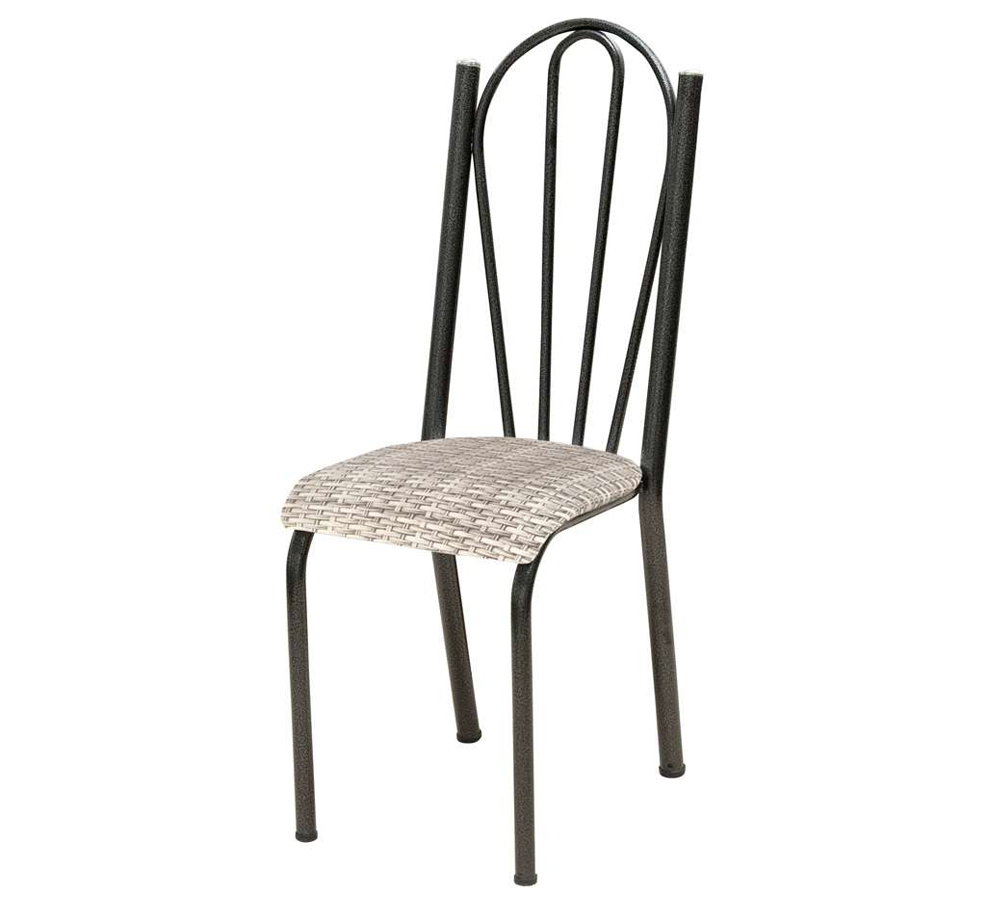 Kit 02 Cadeiras Tubular Cromo Preto 021 Assento Rattan