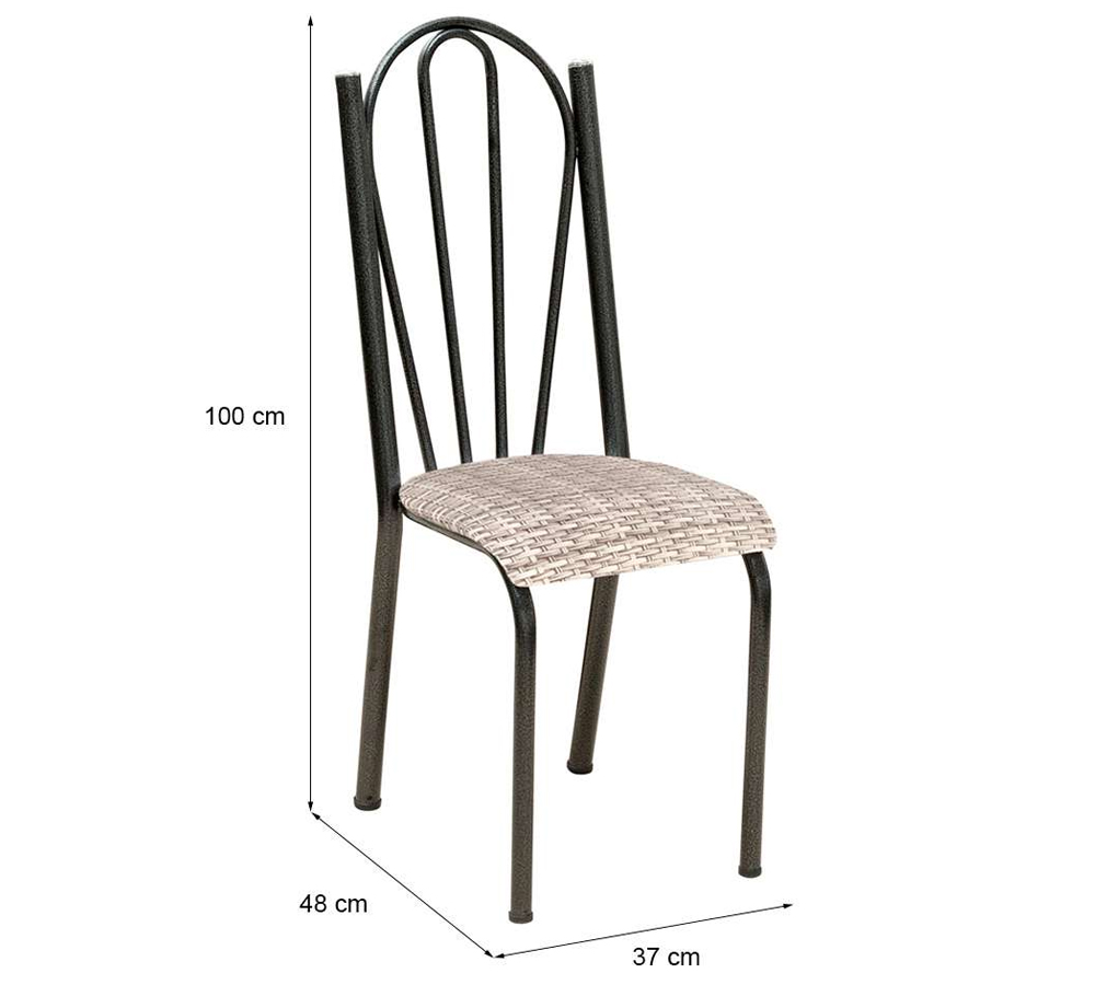 Kit 02 Cadeiras Tubular Cromo Preto 021 Assento Rattan