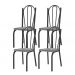 Kit 04 Cadeiras Tubular Preto Fosco 121 Assento Platina