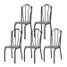 Kit 05 Cadeiras Tubular Preto Fosco 121 Assento Platina
