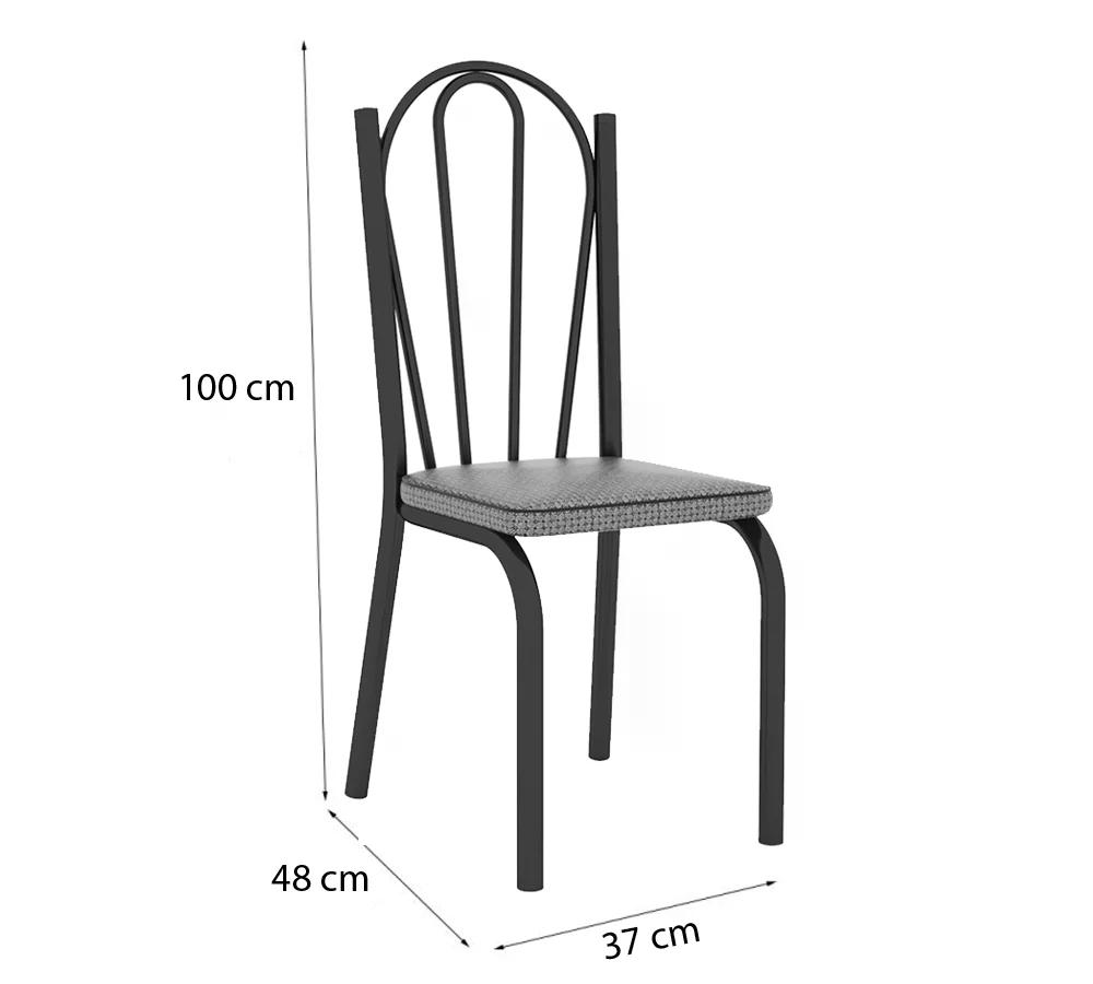 Kit 05 Cadeiras Tubular Preto Fosco 121 Assento Platina