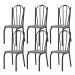 Kit 06 Cadeiras Tubular Preto Fosco 121 Assento Platina