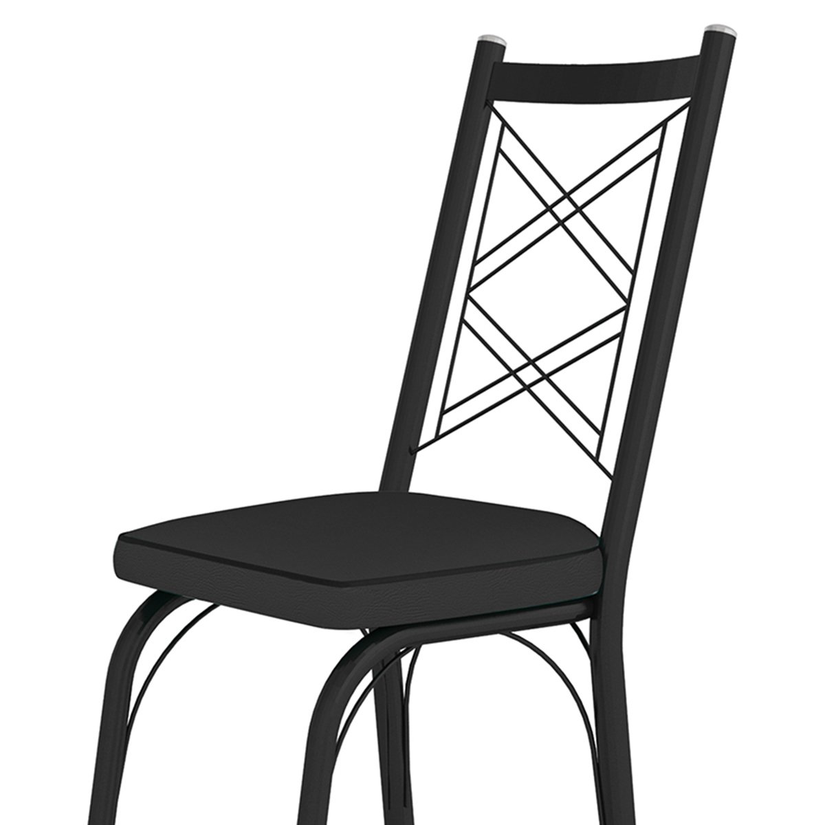 Kit 2 Cadeiras Aço Carbono Tubular Metálica Acabamento Fosco D-28 Julia Preto
