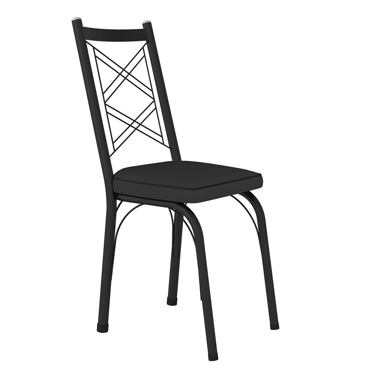 Kit 2 Cadeiras Aço Carbono Tubular Metálica Acabamento Fosco D-28 Julia Preto