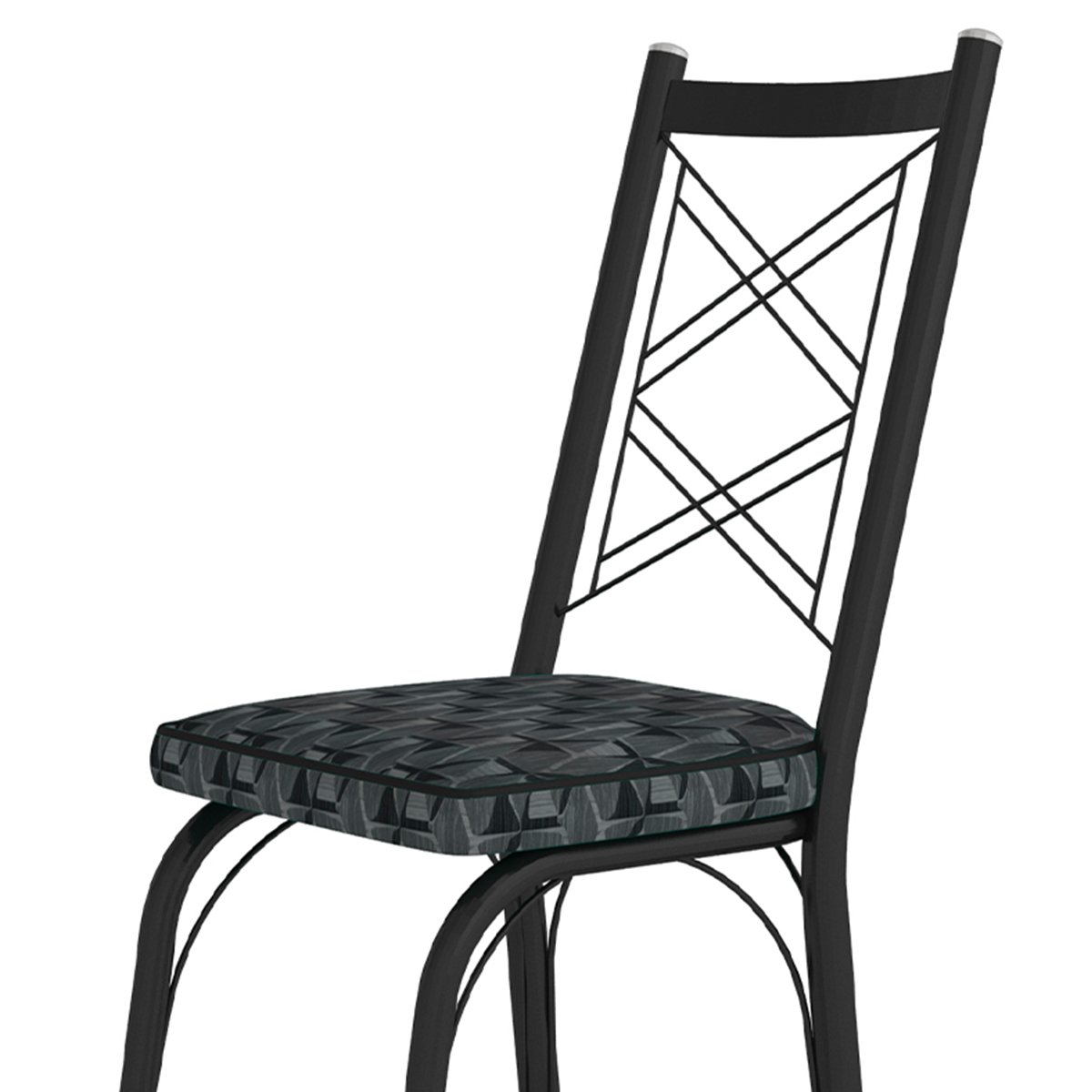 Kit 2 Cadeiras Aço Carbono Tubular Metálica Acabamento Fosco D-28 Julia Preto/Mosaico Silver