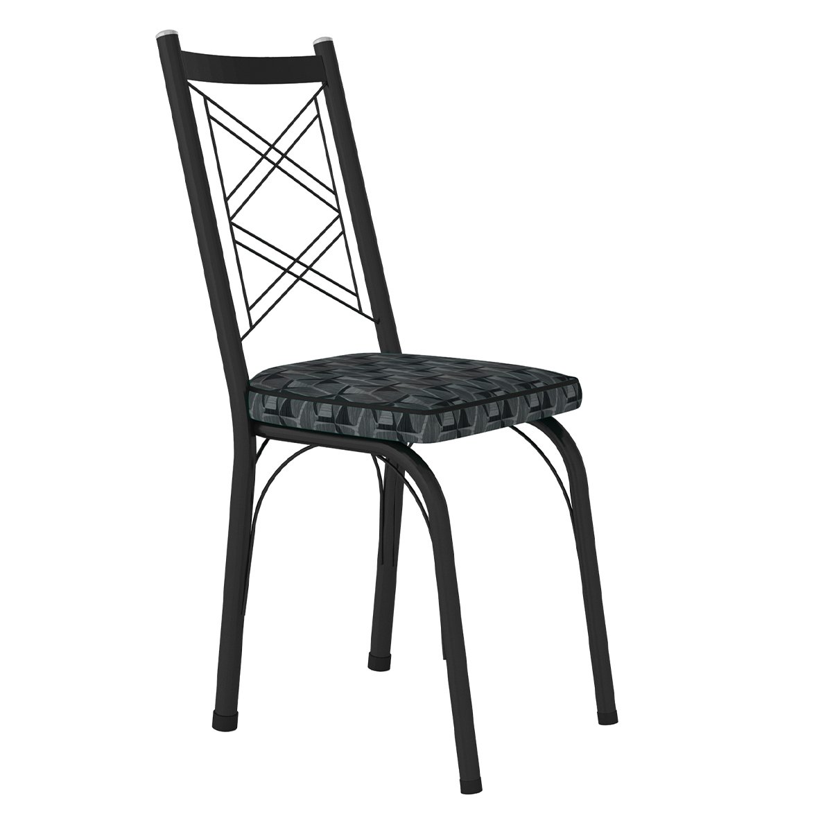 Kit 2 Cadeiras Aço Carbono Tubular Metálica Acabamento Fosco D-28 Julia Preto/Mosaico Silver