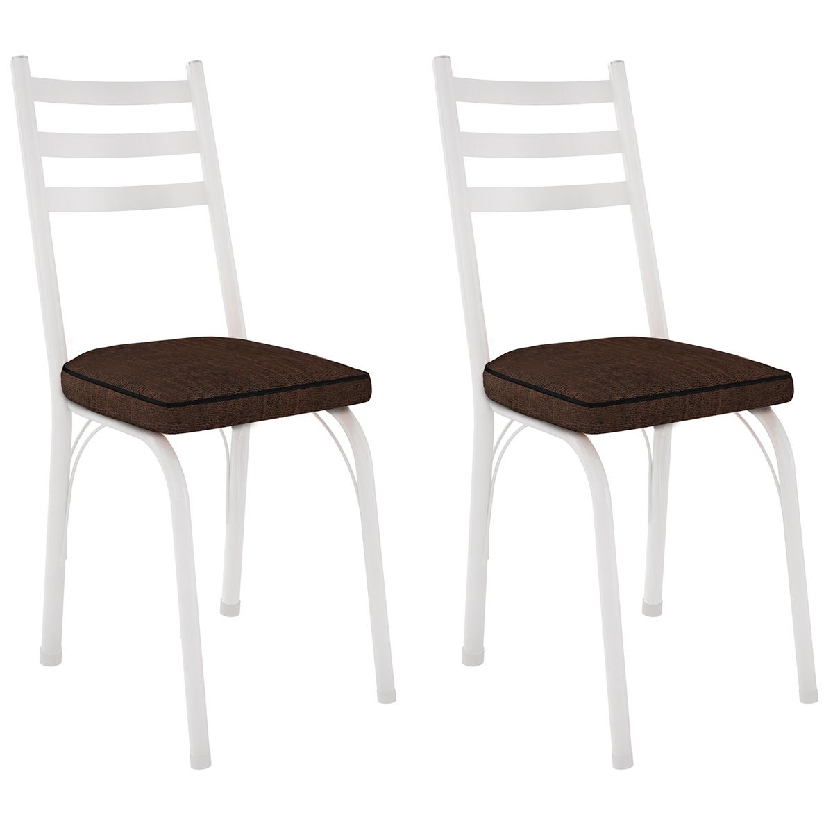 Kit 2 Cadeiras para Cozinha Tubular D-13 Nara de Aço Branco/Imbuia