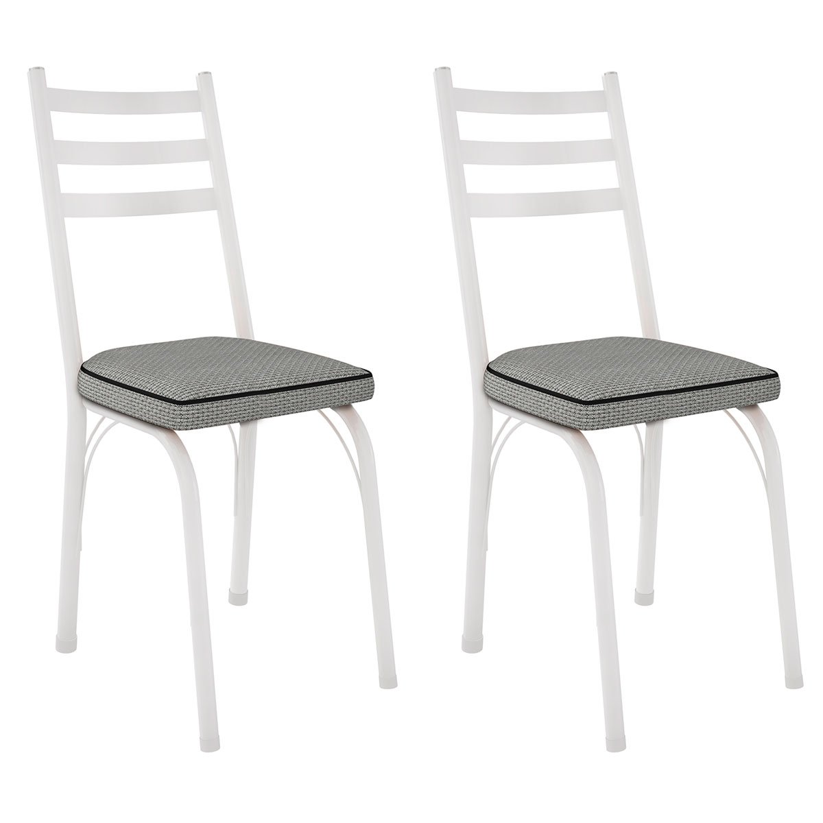 Kit 2 Cadeiras para Cozinha Tubular D-13 Nara de Aço Branco/Platina
