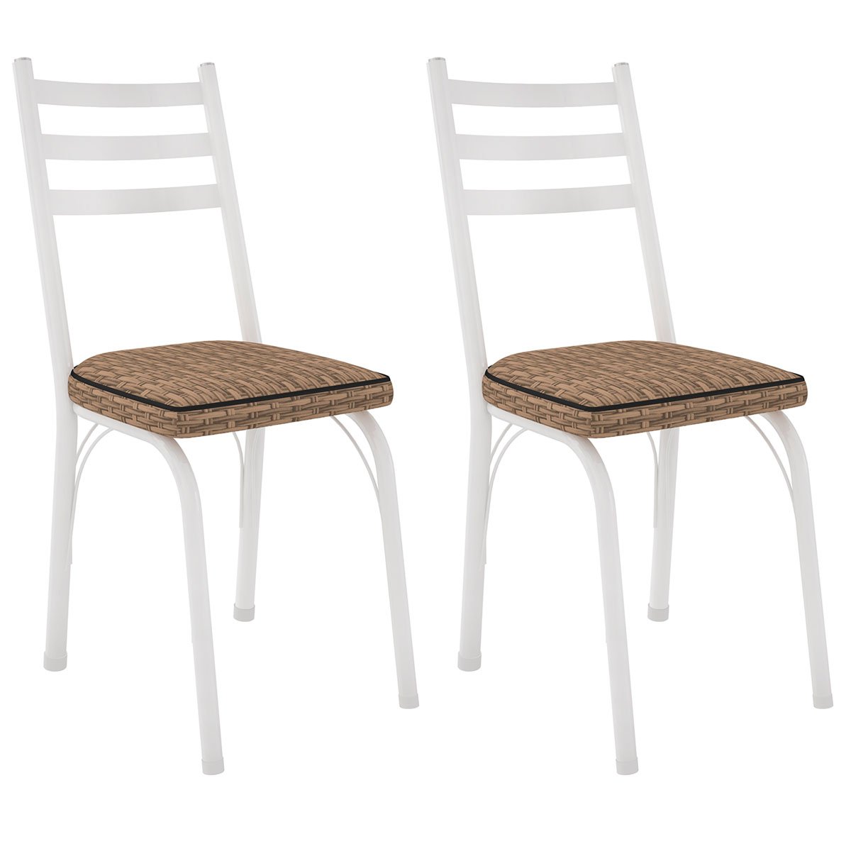 Kit 2 Cadeiras para Cozinha Tubular D-13 Nara de Aço Branco/Rattan