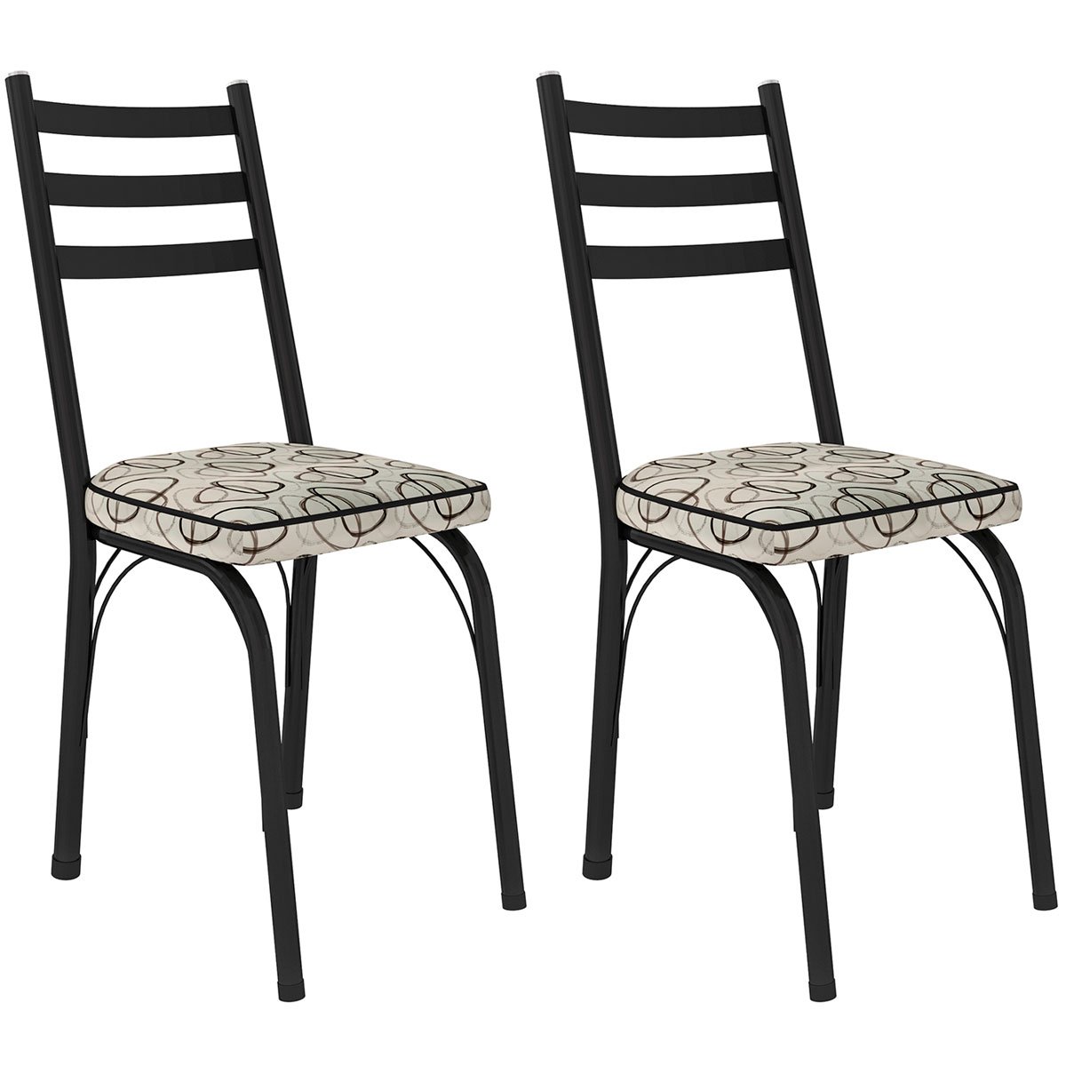 Kit 2 Cadeiras para Cozinha Tubular D-13 Nara de Aço Preto/Cedro