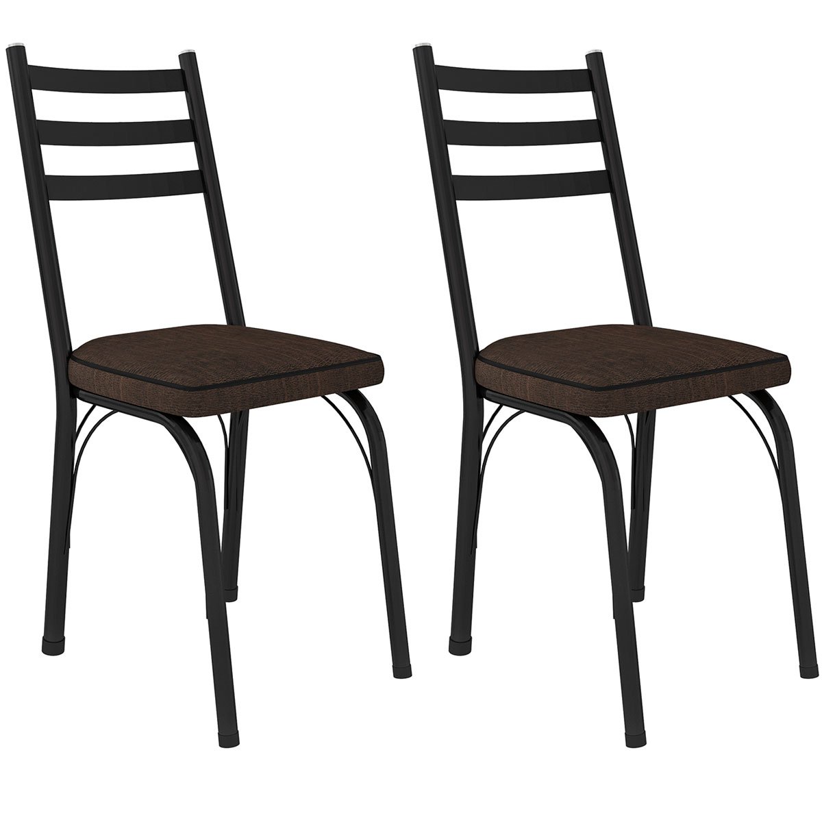 Kit 2 Cadeiras para Cozinha Tubular D-13 Nara de Aço Preto/Imbuia