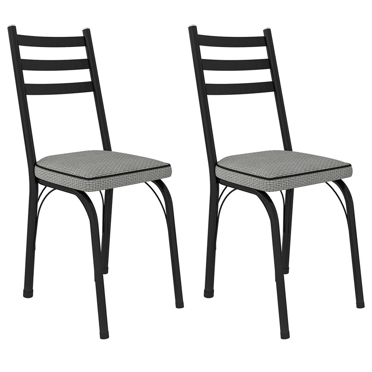 Kit 2 Cadeiras para Cozinha Tubular D-13 Nara de Aço Preto/Platina