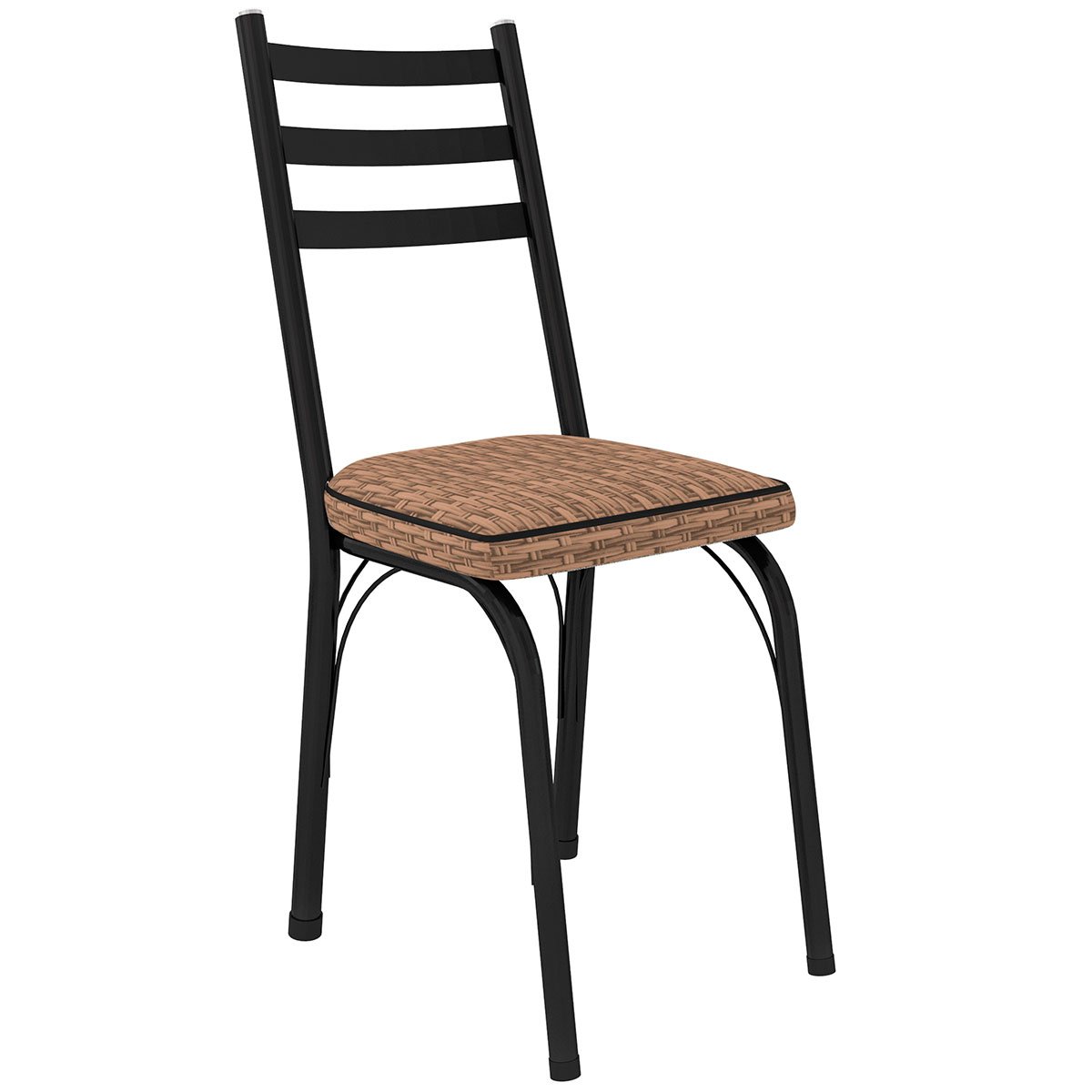 Kit 2 Cadeiras para Cozinha Tubular D-13 Nara de Aço Preto/Rattan