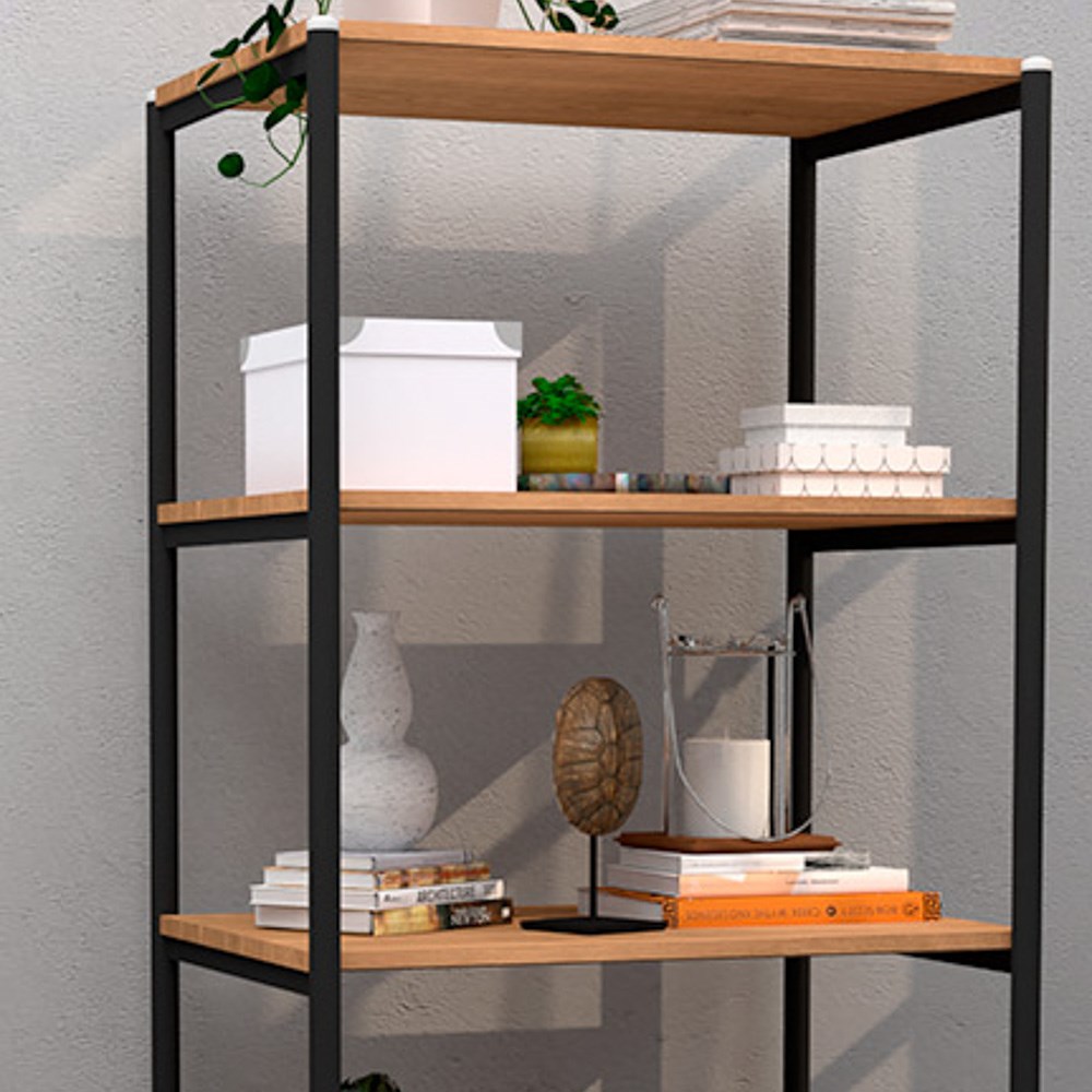 Kit 2 Estantes Livreiro Multiuso Estilo Industrial 150cm 5 Prateleiras Trento Preto Fosco - Artefamol