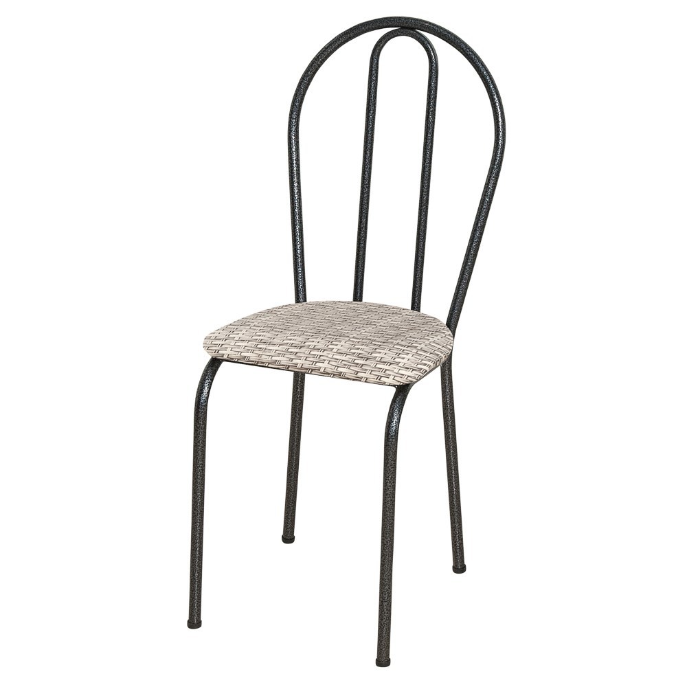 Kit 4 Cadeiras 004 Cromo Preto/Rattan - Artefamol