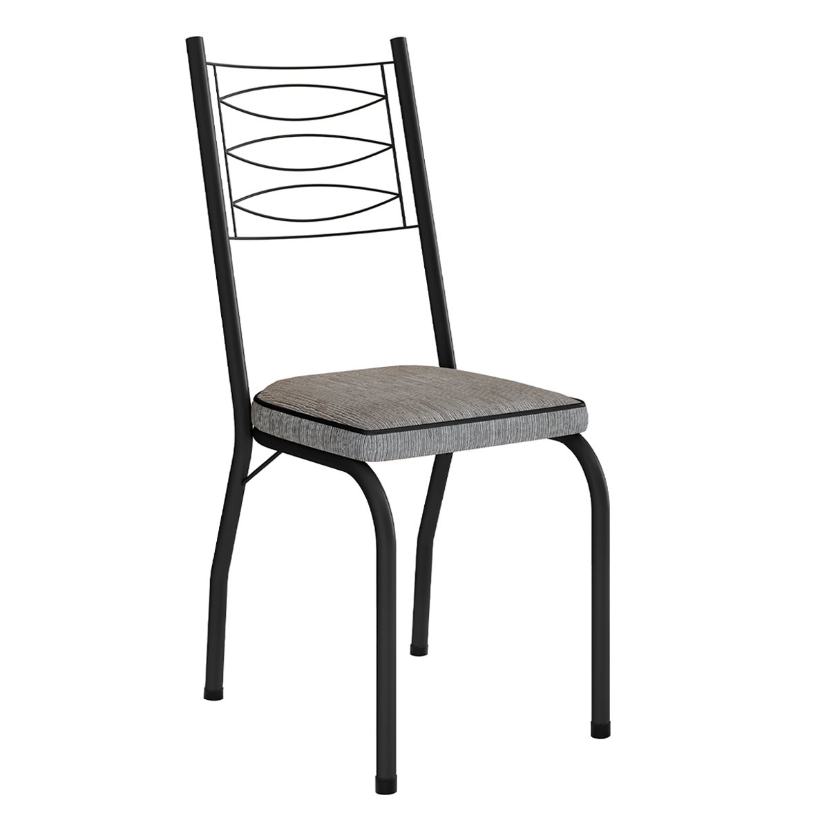 Kit 4 Cadeiras Aço Carbono Tubular Metálica Acabamento D-25 Luana Preto/Grafiato