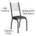 Kit 4 Cadeiras Aço Carbono Tubular Metálica Acabamento D-25 Luana Preto/Mosaico Palha