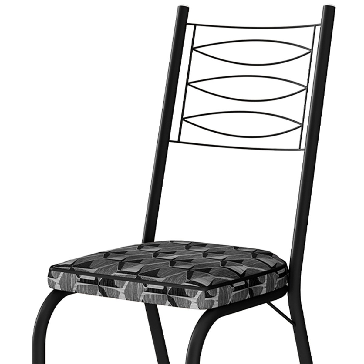 Kit 4 Cadeiras Aço Carbono Tubular Metálica Acabamento D-25 Luana Preto/Mosaico Silver