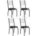 Kit 4 Cadeiras Aço Carbono Tubular Metálica Acabamento D-25 Luana Preto/Preto Flor