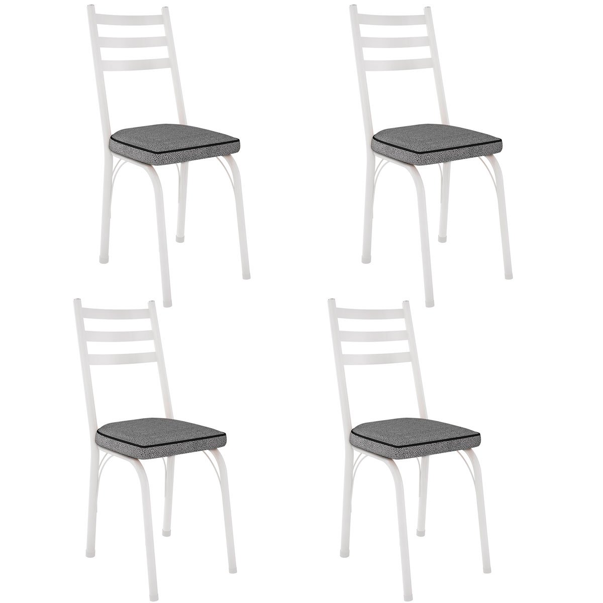 Kit 4 Cadeiras para Cozinha Tubular D-13 Nara de Aço Branco/Andorinha
