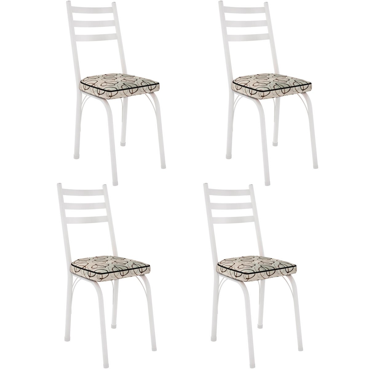 Kit 4 Cadeiras para Cozinha Tubular D-13 Nara de Aço Branco/Cedro