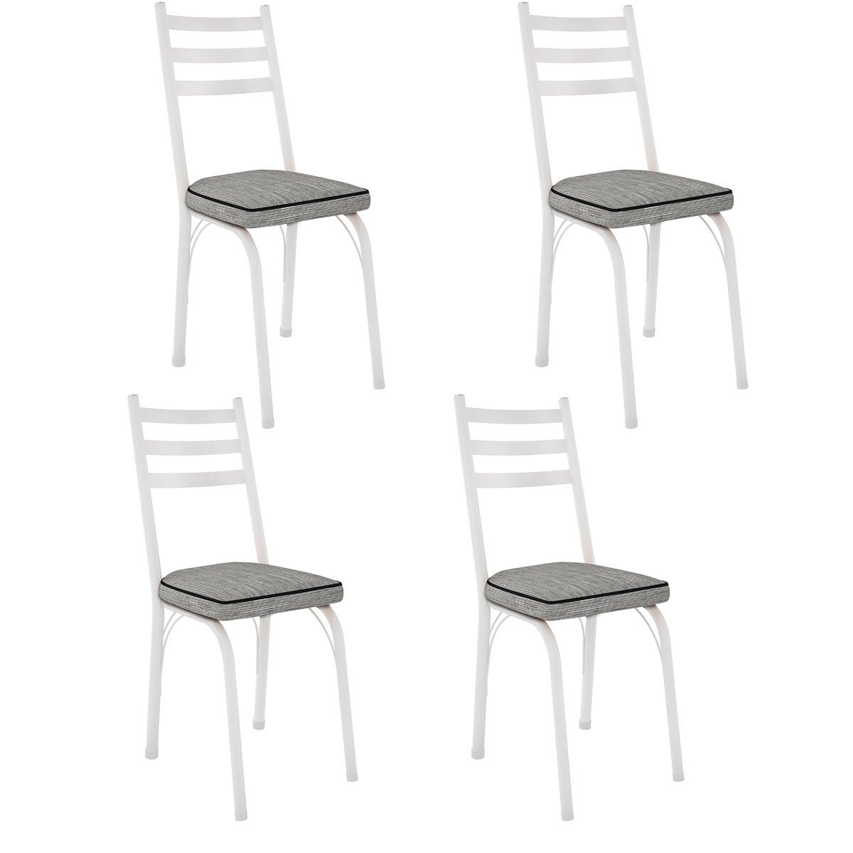 Kit 4 Cadeiras para Cozinha Tubular D-13 Nara de Aço Branco/Grafiato