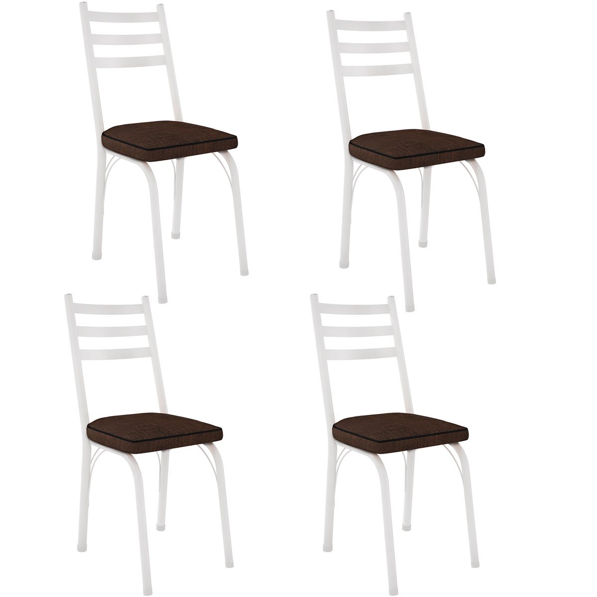 Kit 4 Cadeiras para Cozinha Tubular D-13 Nara de Aço Branco/Imbuia