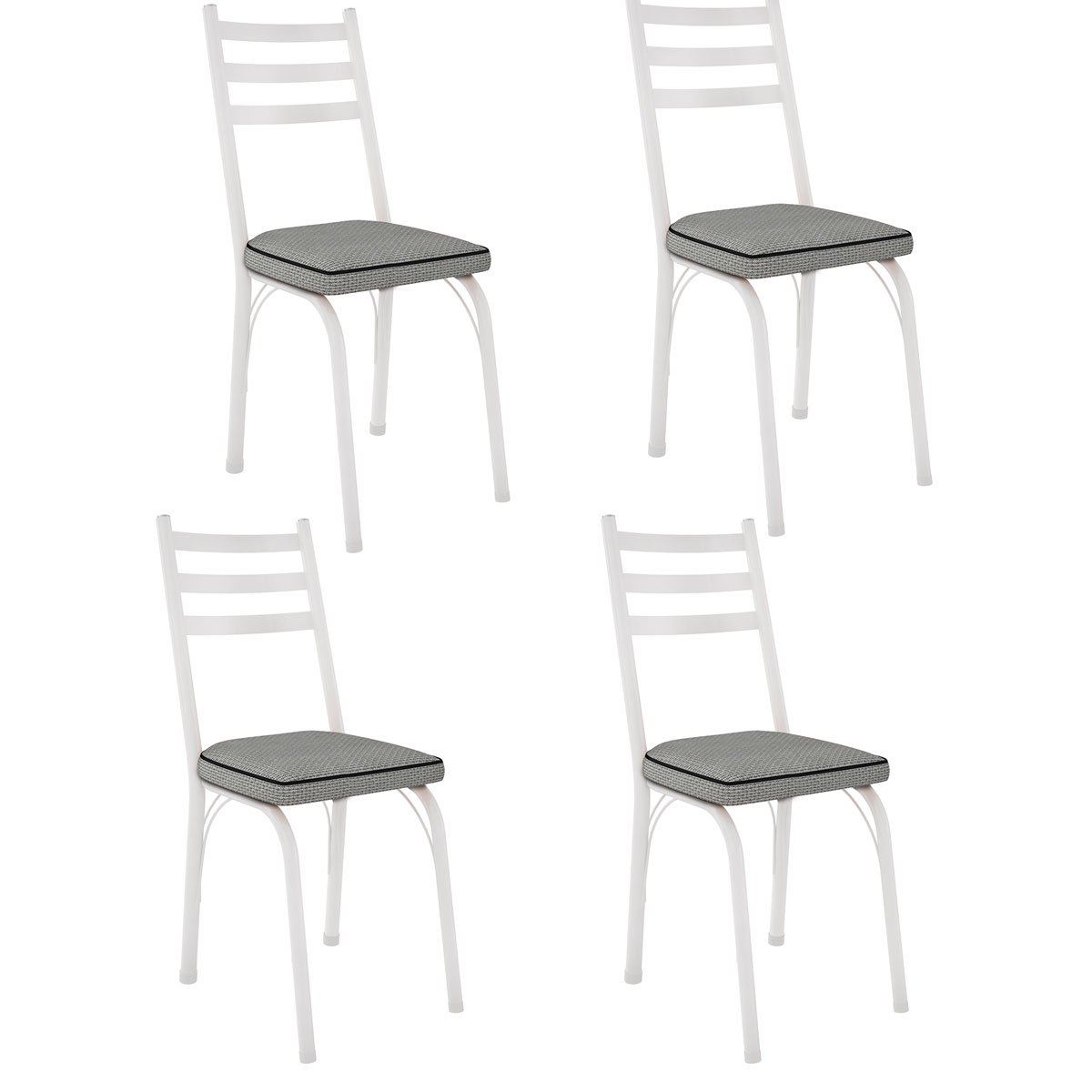 Kit 4 Cadeiras para Cozinha Tubular D-13 Nara de Aço Branco/Platina