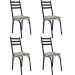 Kit 4 Cadeiras para Cozinha Tubular D-13 Nara de Aço Preto/Cedro