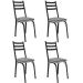 Kit 4 Cadeiras para Cozinha Tubular D-13 Nara de Aço Preto/Grafiato