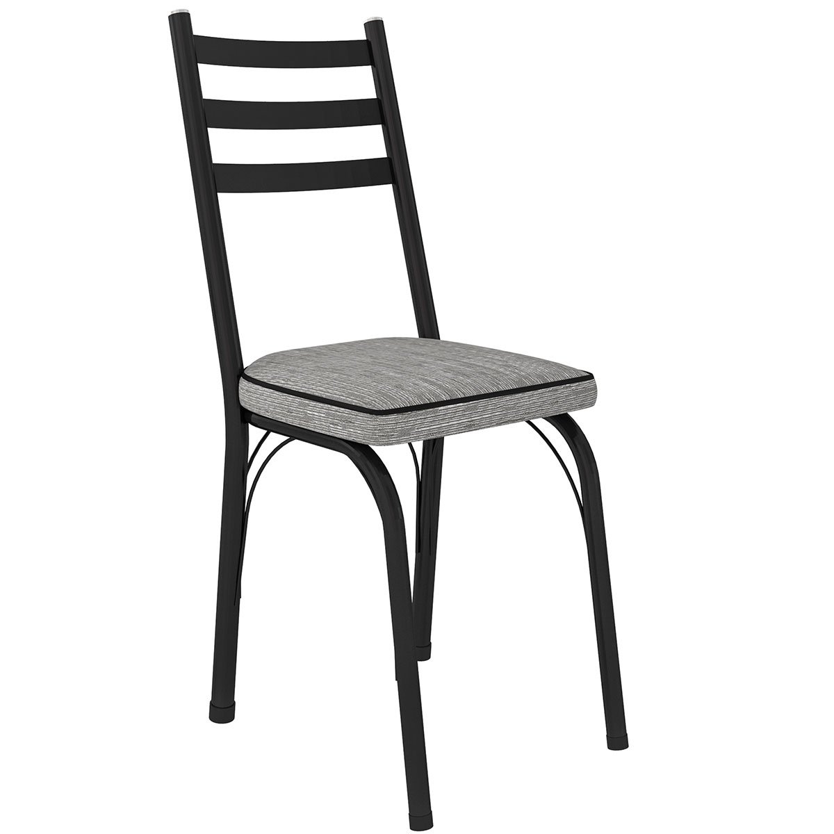 Kit 4 Cadeiras para Cozinha Tubular D-13 Nara de Aço Preto/Grafiato