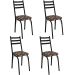 Kit 4 Cadeiras para Cozinha Tubular D-13 Nara de Aço Preto/Mosaico Palha