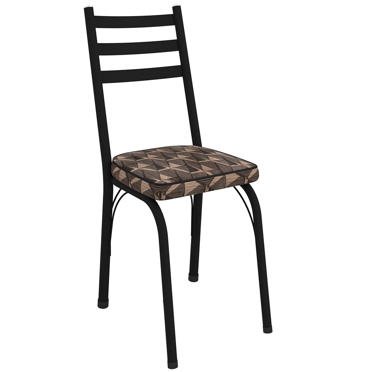 Kit 4 Cadeiras para Cozinha Tubular D-13 Nara de Aço Preto/Mosaico Palha