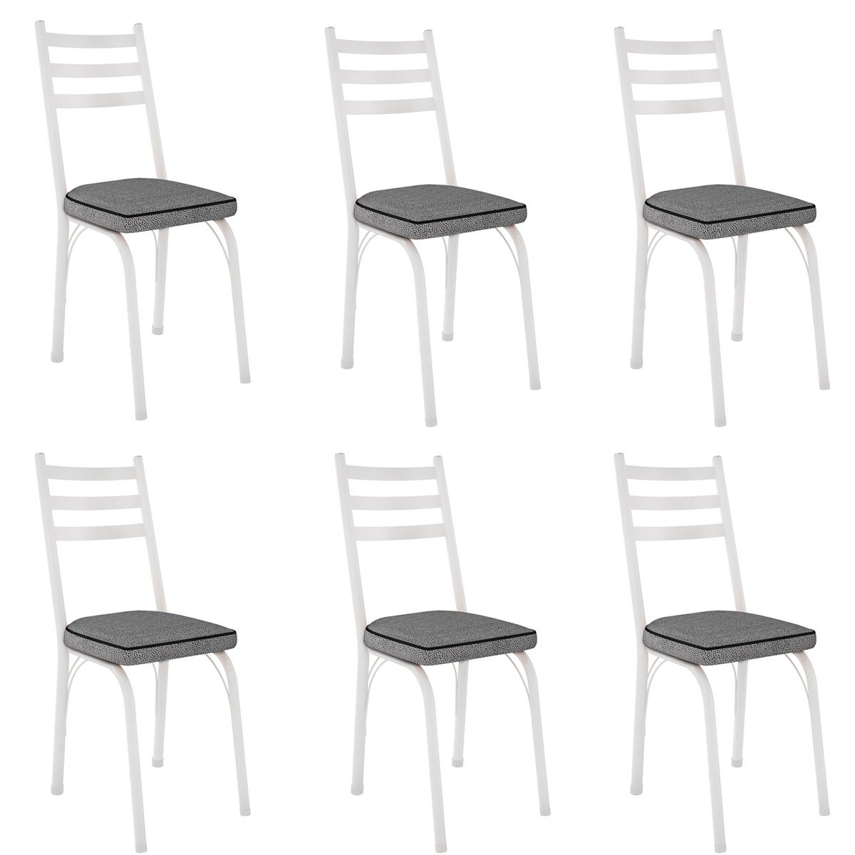 Kit 6 Cadeiras para Cozinha Tubular D-13 Nara de Aço Branco/Andorinha