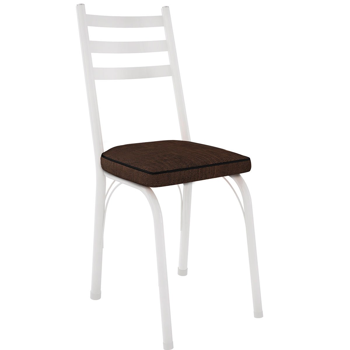 Kit 6 Cadeiras para Cozinha Tubular D-13 Nara de Aço Branco/Imbuia