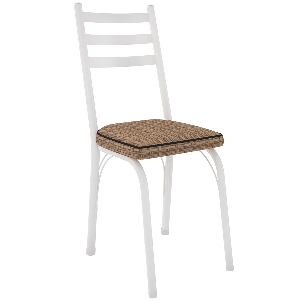 Kit 6 Cadeiras para Cozinha Tubular D-13 Nara de Aço Branco/Rattan