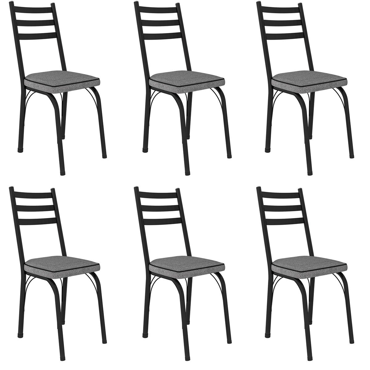 Kit 6 Cadeiras para Cozinha Tubular D-13 Nara de Aço Preto/Andorinha