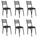 Kit 6 Cadeiras para Cozinha Tubular D-13 Nara de Aço Preto/Imbuia