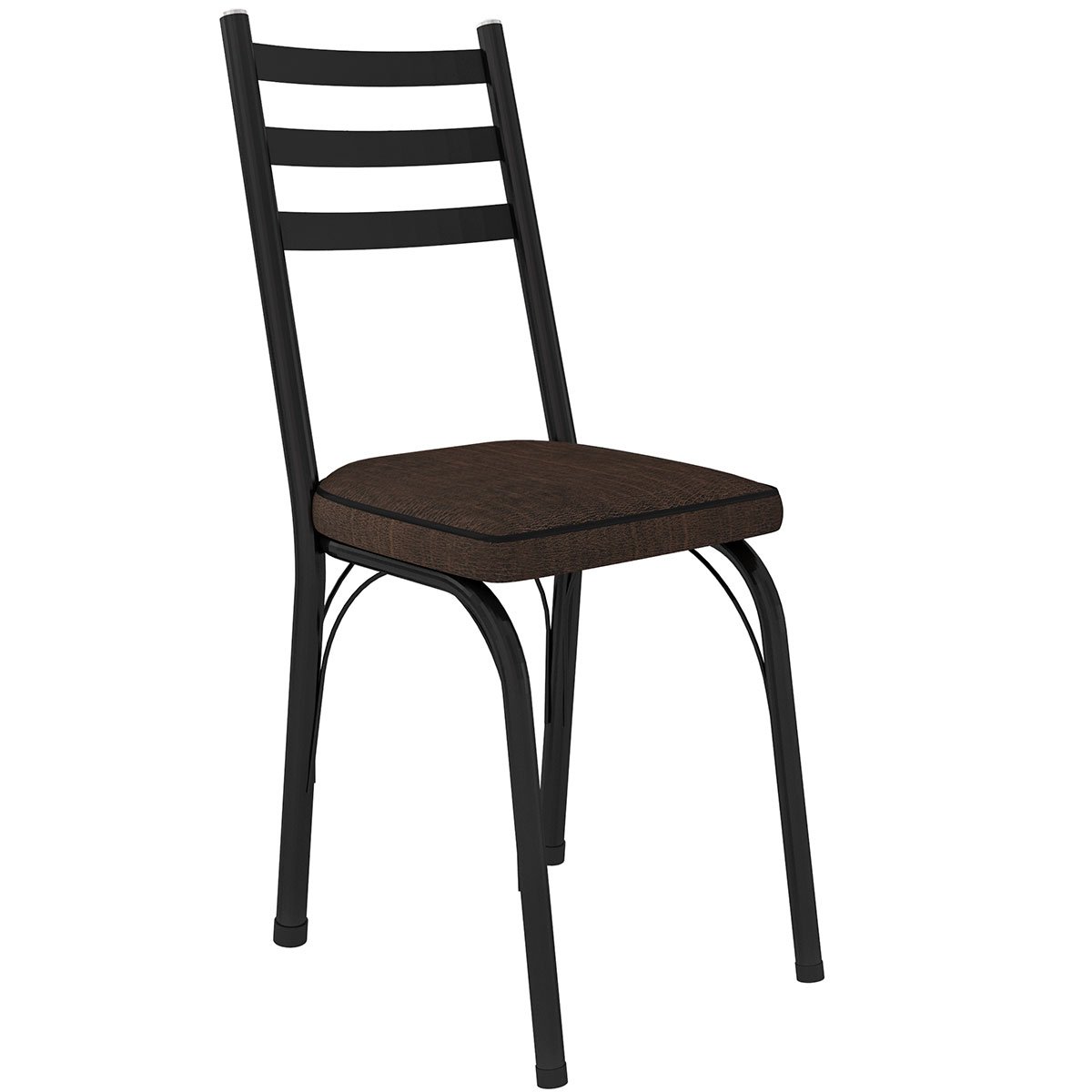 Kit 6 Cadeiras para Cozinha Tubular D-13 Nara de Aço Preto/Imbuia
