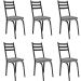 Kit 6 Cadeiras para Cozinha Tubular D-13 Nara de Aço Preto/Platina