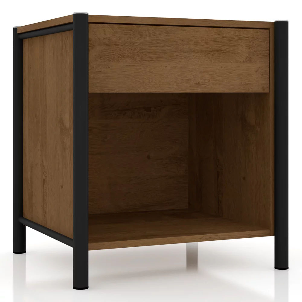 Mesa de Cabeceira 1 Gaveta Viena Preto/Demolição - Artefamol