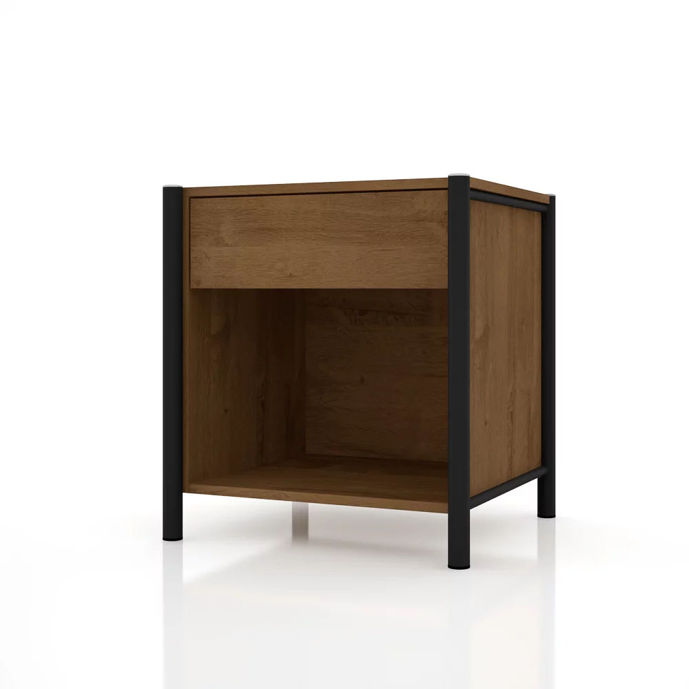 Mesa de Cabeceira 1 Gaveta Viena Preto/Demolição - Artefamol