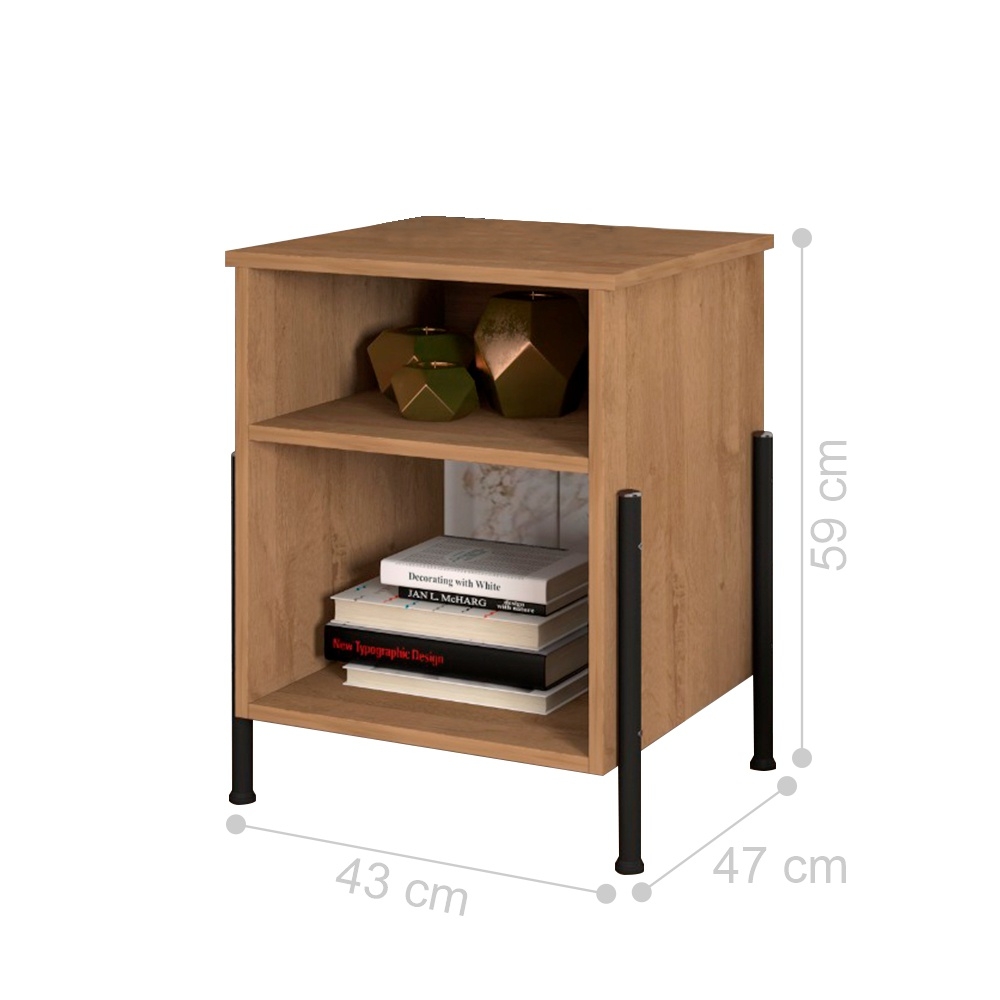 Mesa de Cabeceira Vintage Preto Jaime