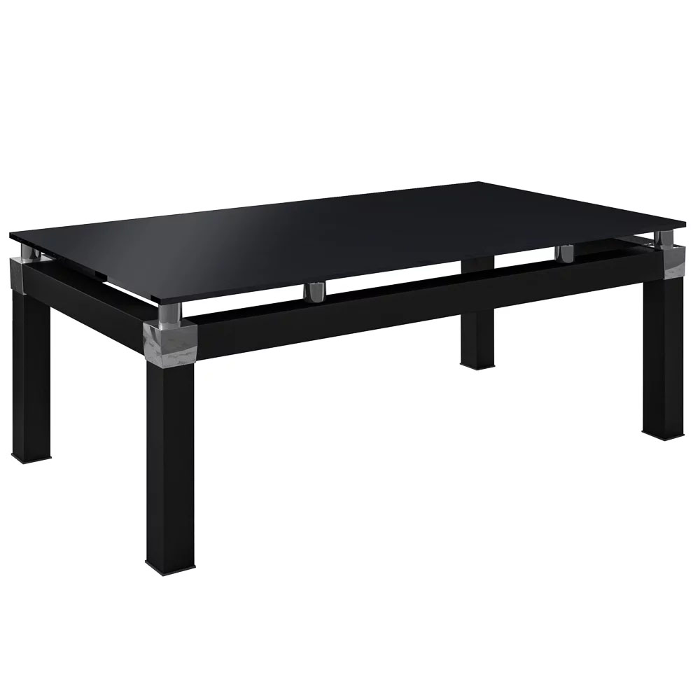 Mesa de Centro para Sala de Estar Tampo de Vidro Malva Preto - Artefamol