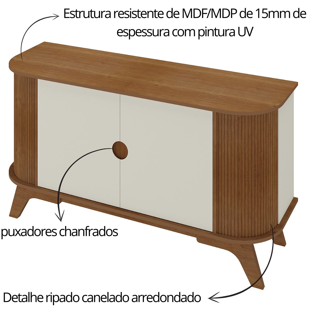 Aparador Buffet Artely Vivaldi Cinamomo/Off White