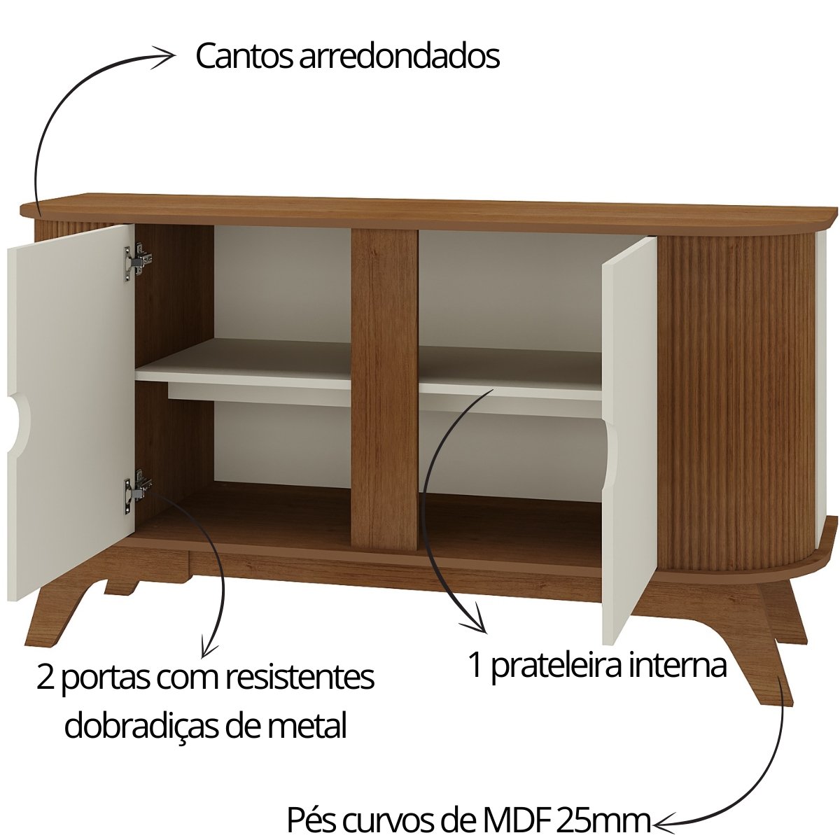Aparador Buffet Artely Vivaldi Cinamomo/Off White